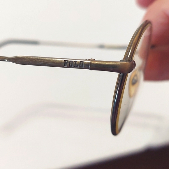 Polo Round Lens Gold Frame Unisex Eyeglasses - Picture 4 of 10